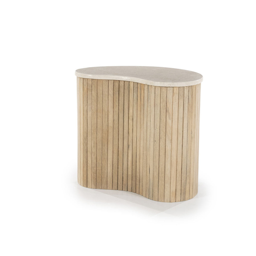 Bijzettafel Kira – mangohout & marmer wit