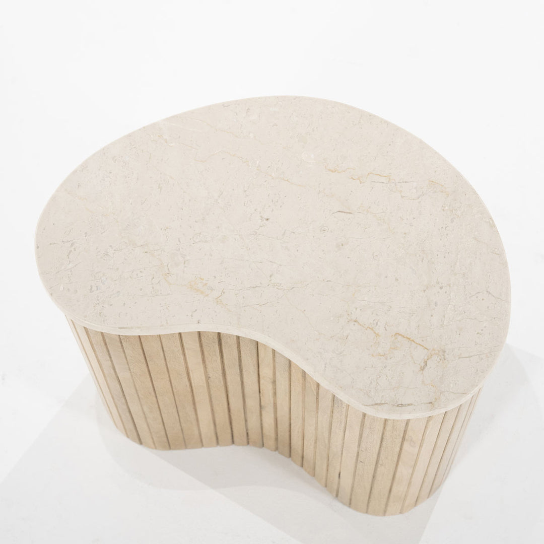 Bijzettafel Kira – mangohout & marmer wit