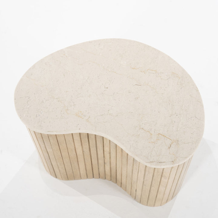 Bijzettafel Kira – mangohout & marmer wit