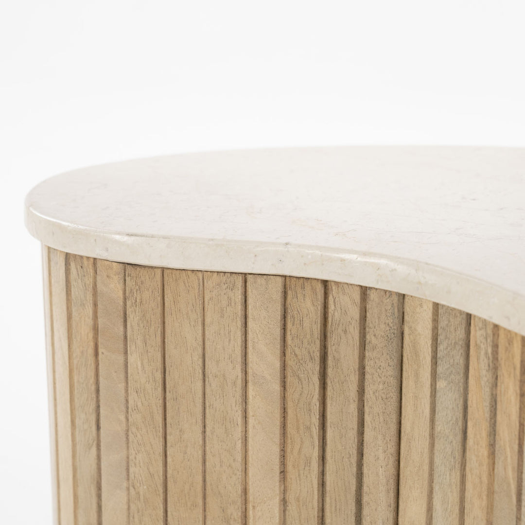 Bijzettafel Kira – mangohout & marmer wit