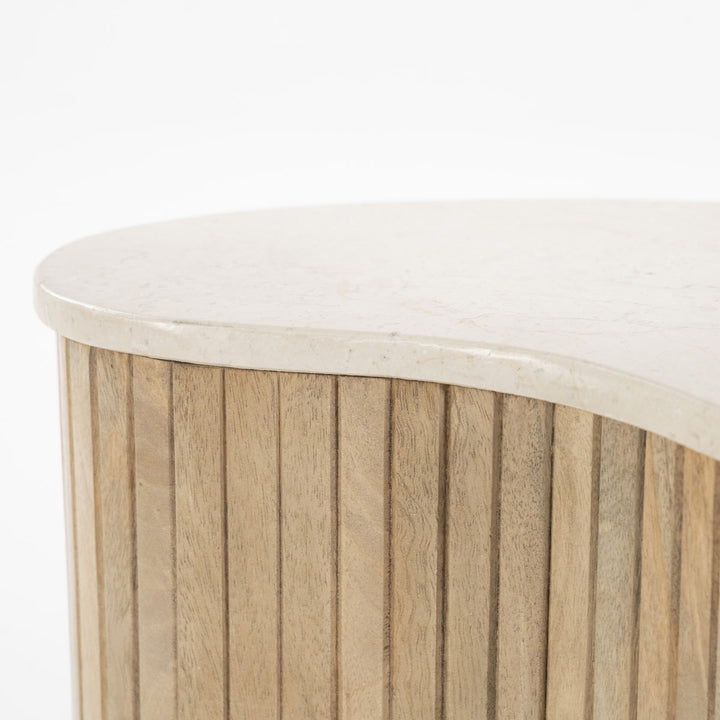 Bijzettafel Kira – mangohout & marmer wit