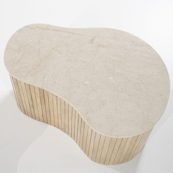 Bijzettafel Kira – mangohout & marmer wit