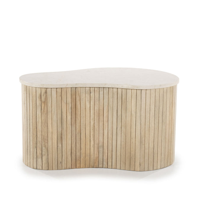 Salontafel Kira – mangohout & marmer wit small