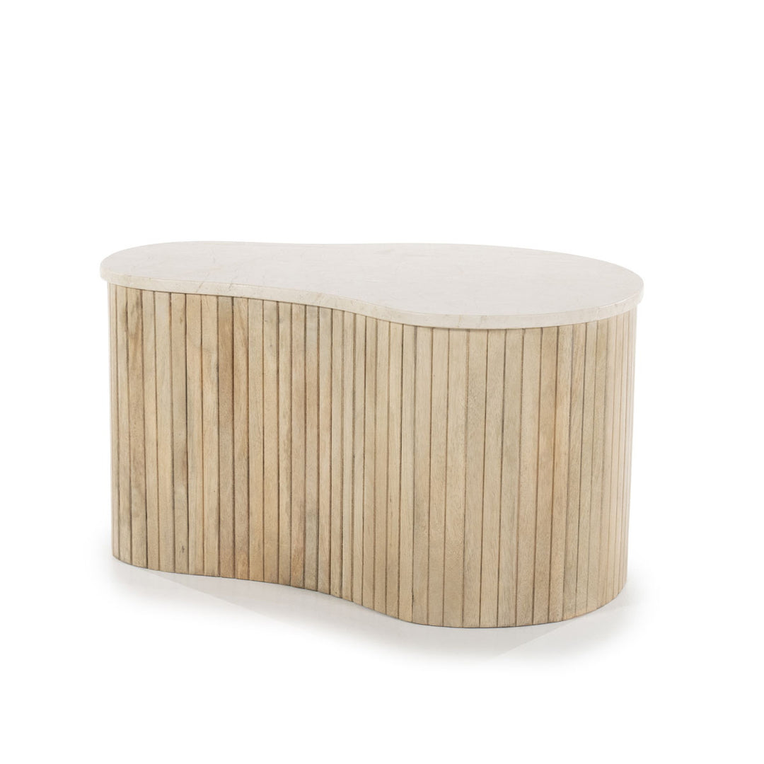 Salontafel Kira – mangohout & marmer wit small