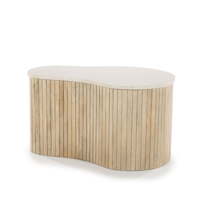 Salontafel Kira – mangohout & marmer wit small