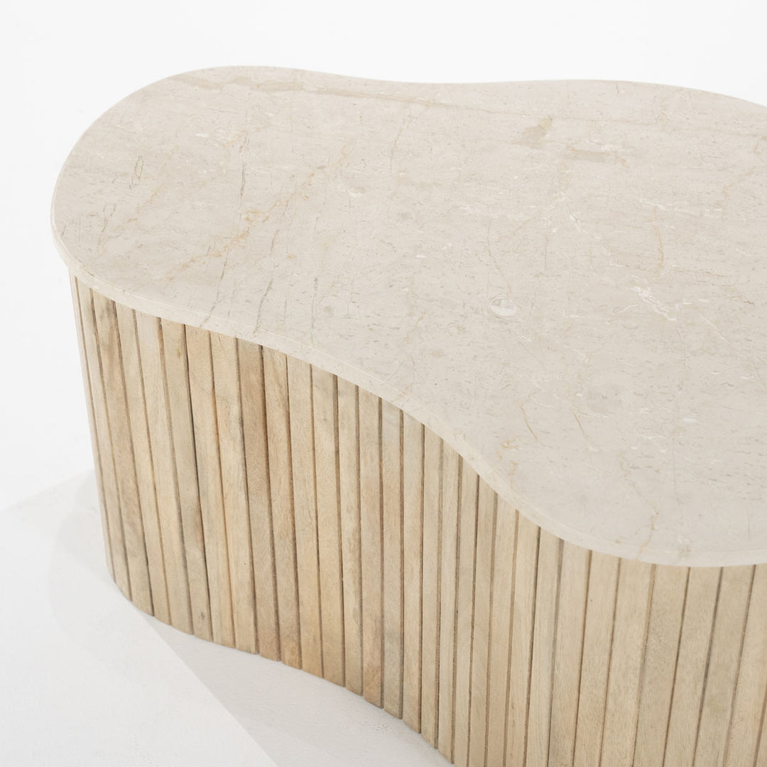 Salontafel Kira – mangohout & marmer wit small