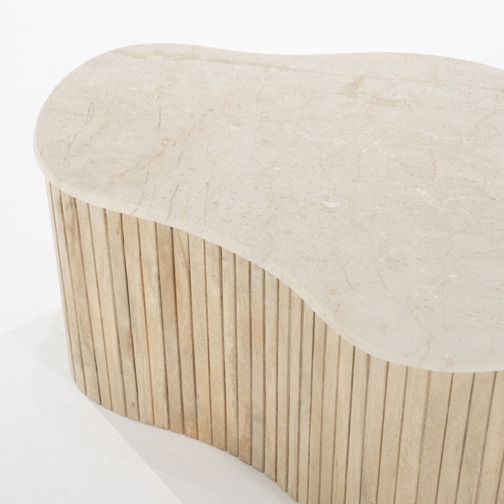 Salontafel Kira – mangohout & marmer wit small