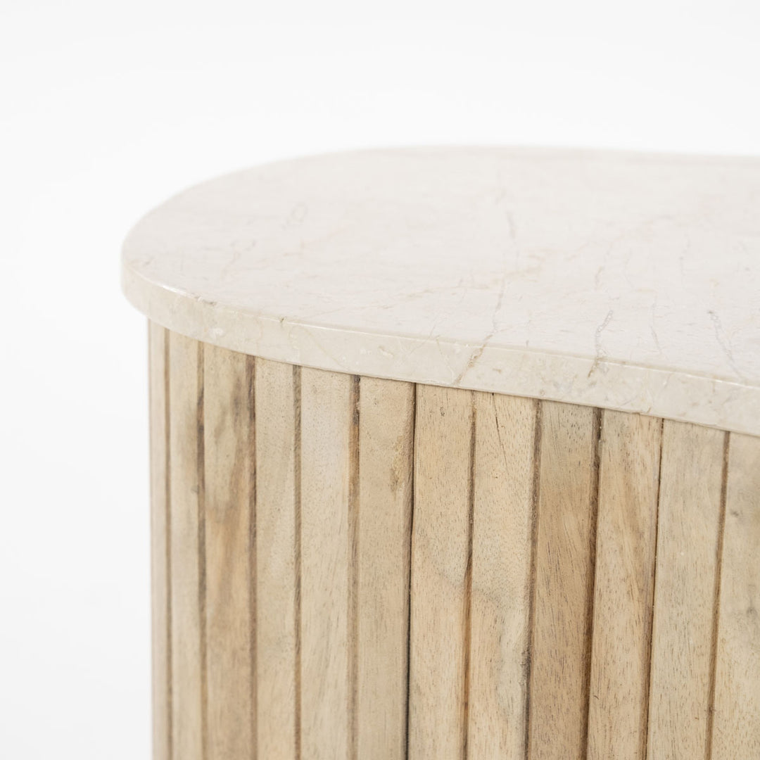 Salontafel Kira – mangohout & marmer wit small