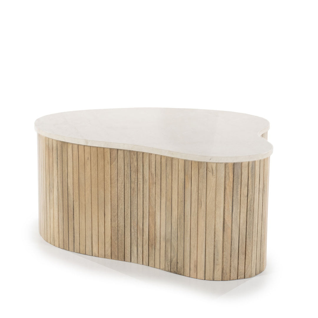 Salontafel Kira – mangohout & marmer wit medium