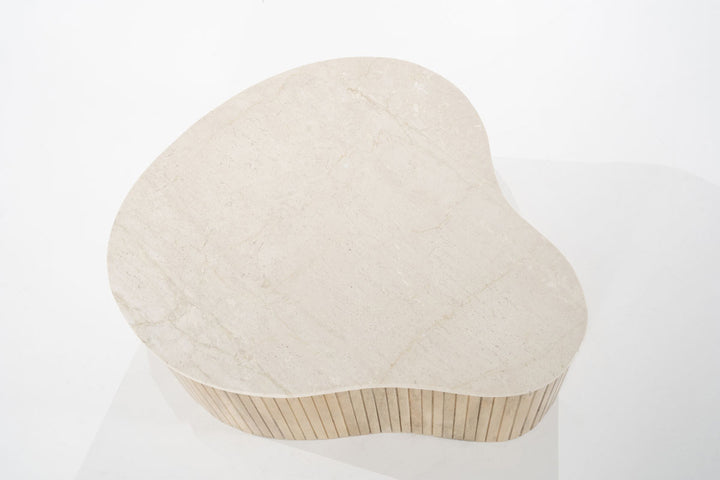 Salontafel Kira – mangohout & marmer wit medium