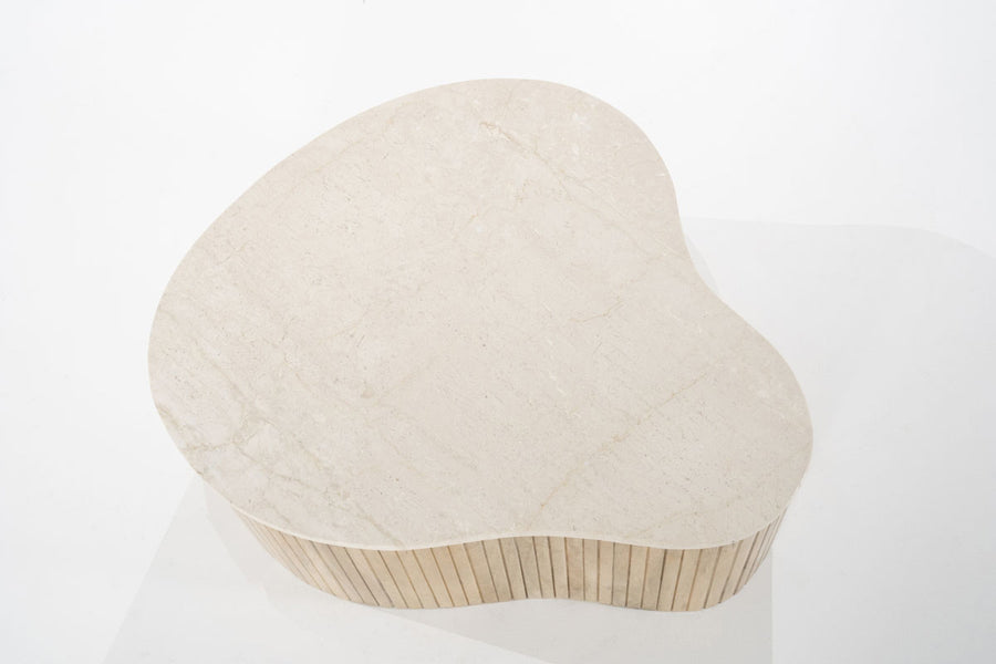 Salontafel Kira – mangohout & marmer wit medium