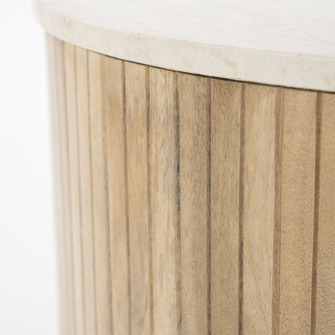 Salontafel Kira – mangohout & marmer wit medium