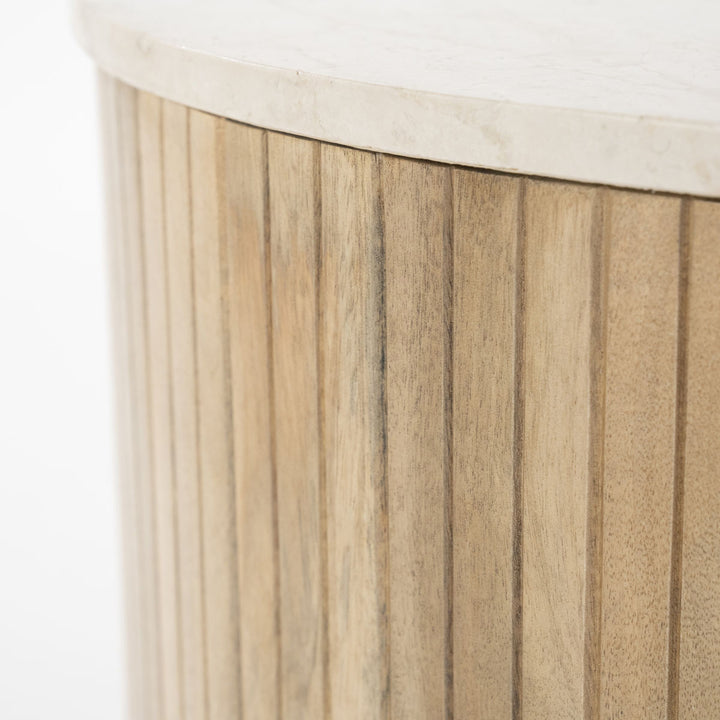 Salontafel Kira – mangohout & marmer wit medium