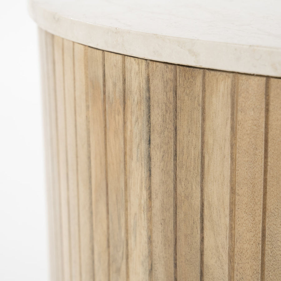 Salontafel Kira – mangohout & marmer wit medium