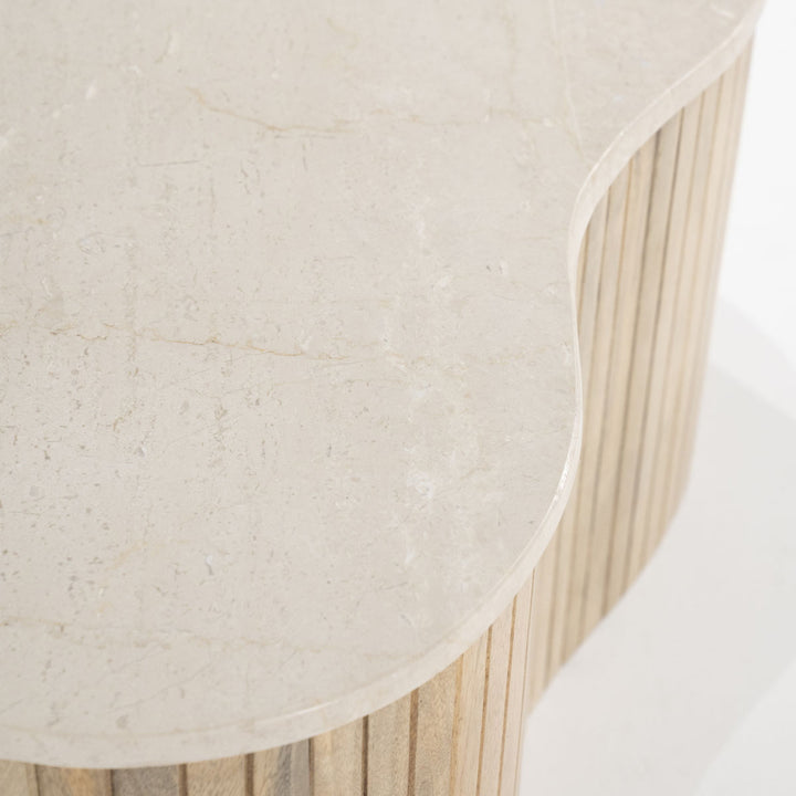 Salontafel Kira – mangohout & marmer wit medium