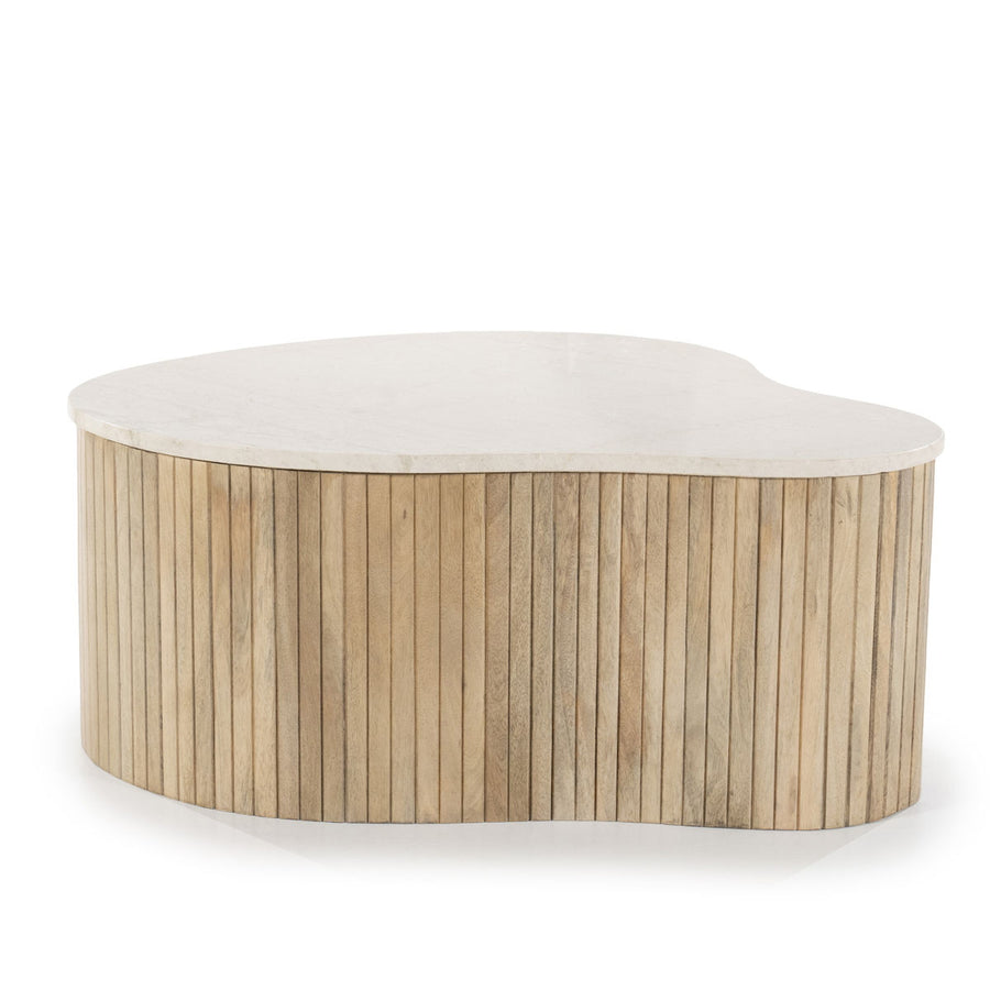 Salontafel Kira – mangohout & marmer wit medium