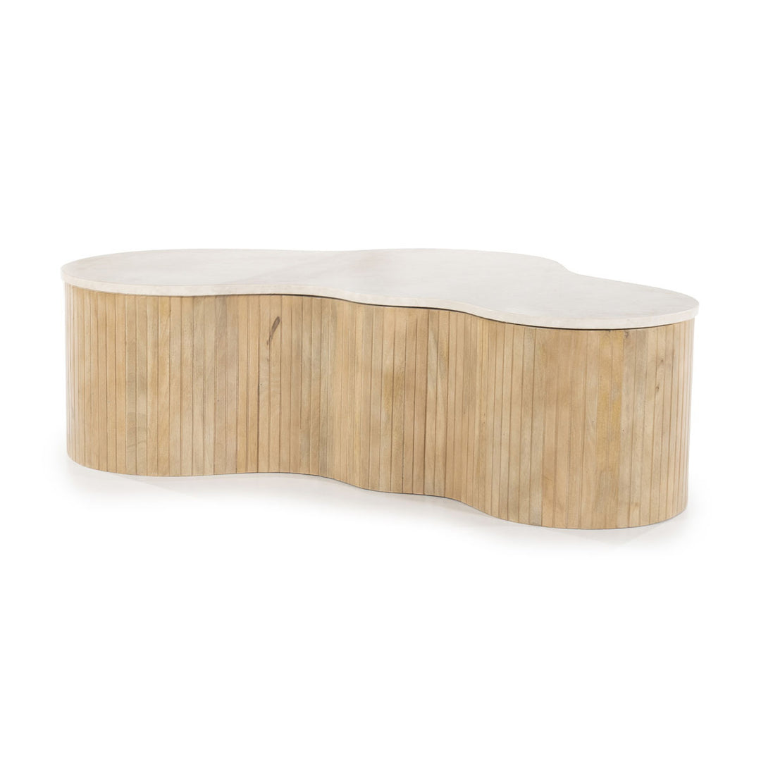 Salontafel Kira – mangohout & marmer wit large