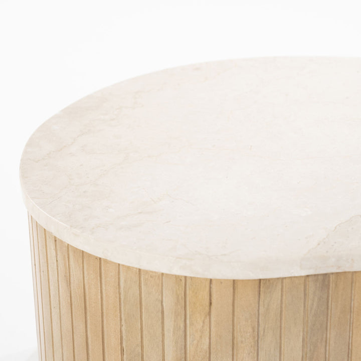 Salontafel Kira – mangohout & marmer wit large
