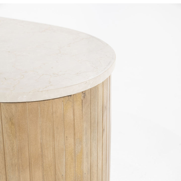Salontafel Kira – mangohout & marmer wit large