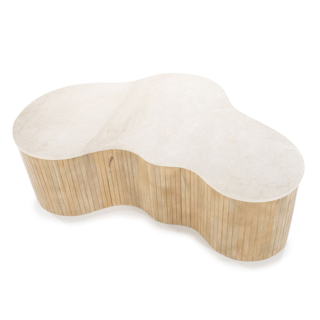 Salontafel Kira – mangohout & marmer wit large