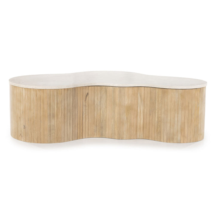 Salontafel Kira – mangohout & marmer wit large