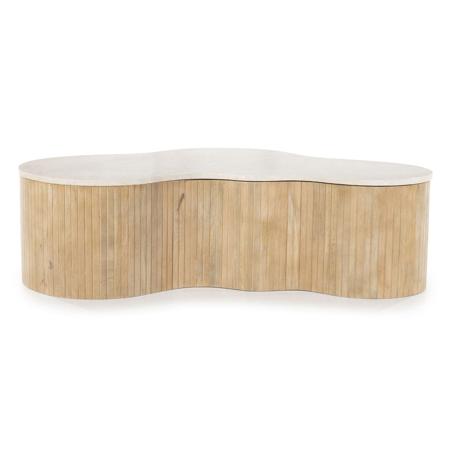 Salontafel Kira – mangohout & marmer wit large