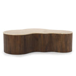 Salontafel Mari – mangohout & travertin bruin 129x84x36cm