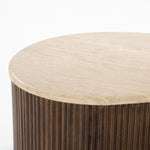 Salontafel Mari – mangohout & travertin bruin 129x84x36cm