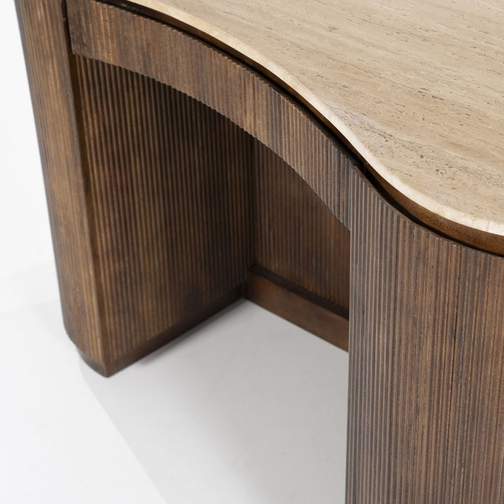 Bureau Mari – mangohout & travertin bruin