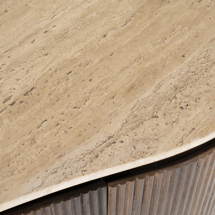 Bureau Mari – mangohout & travertin bruin