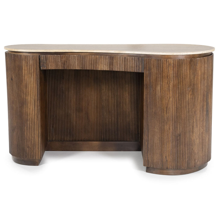 Bureau Mari – mangohout & travertin bruin