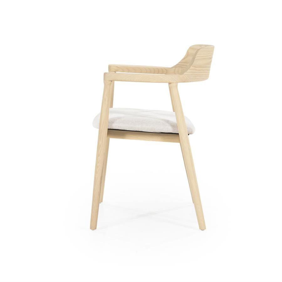 Stoel Yorick – essenhout & stof naturel