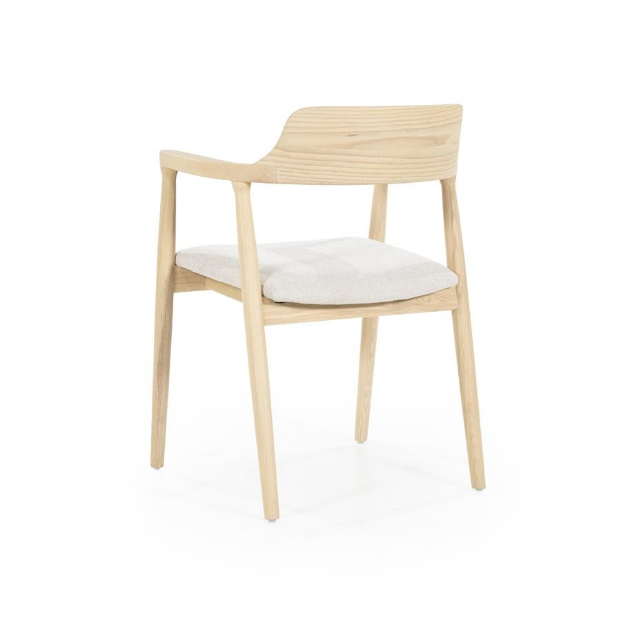 Stoel Yorick – essenhout & stof naturel