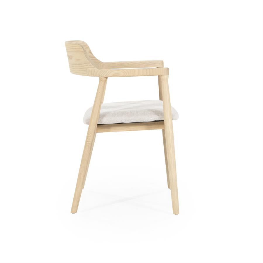 Stoel Yorick – essenhout & stof naturel