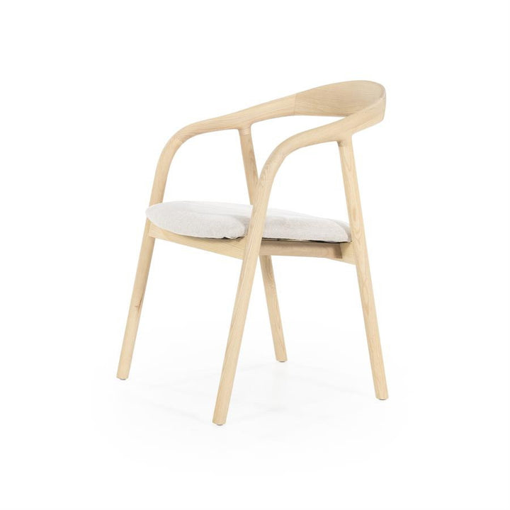 Stoel Rayven – essenhout & stof naturel