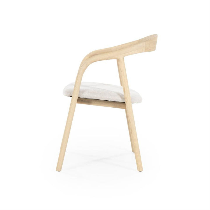 Stoel Rayven – essenhout & stof naturel