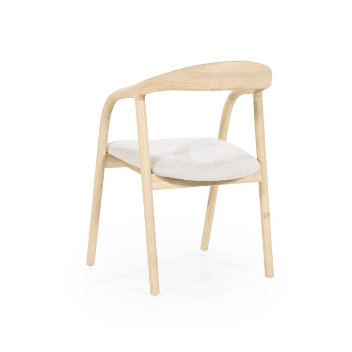 Stoel Rayven – essenhout & stof naturel