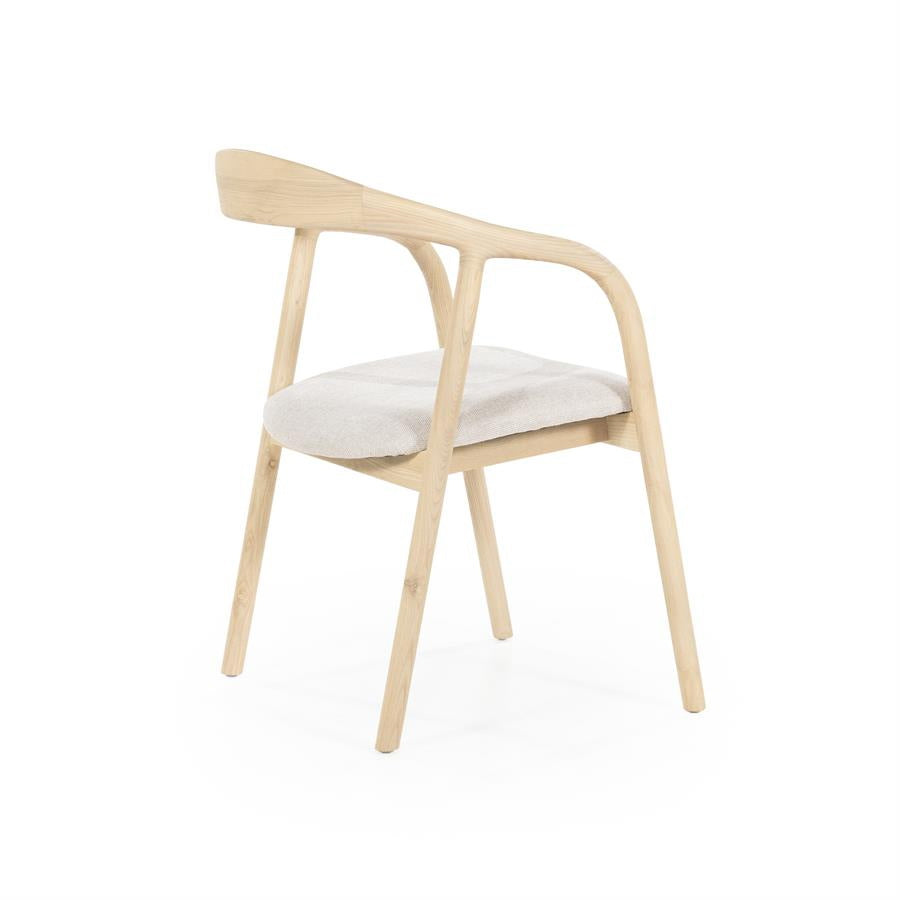 Stoel Rayven – essenhout & stof naturel