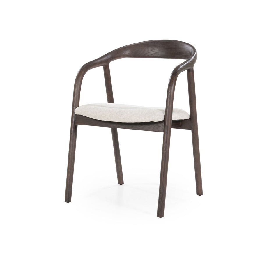Stoel Rayven – essenhout & stof bruin