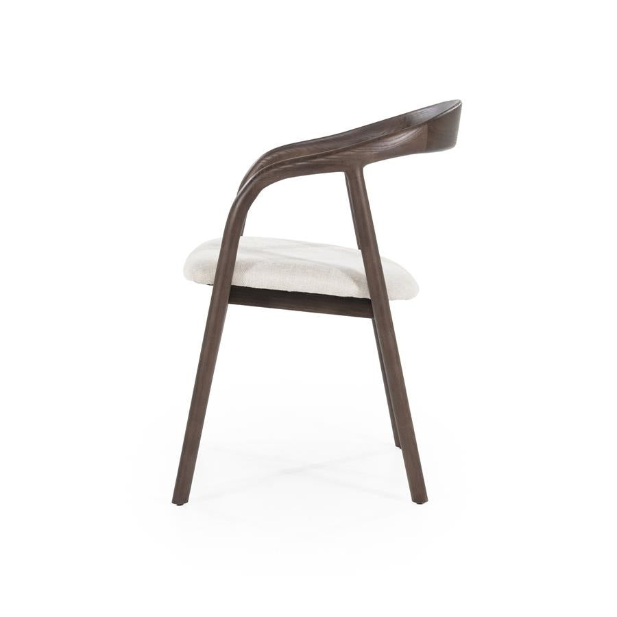 Stoel Rayven – essenhout & stof bruin