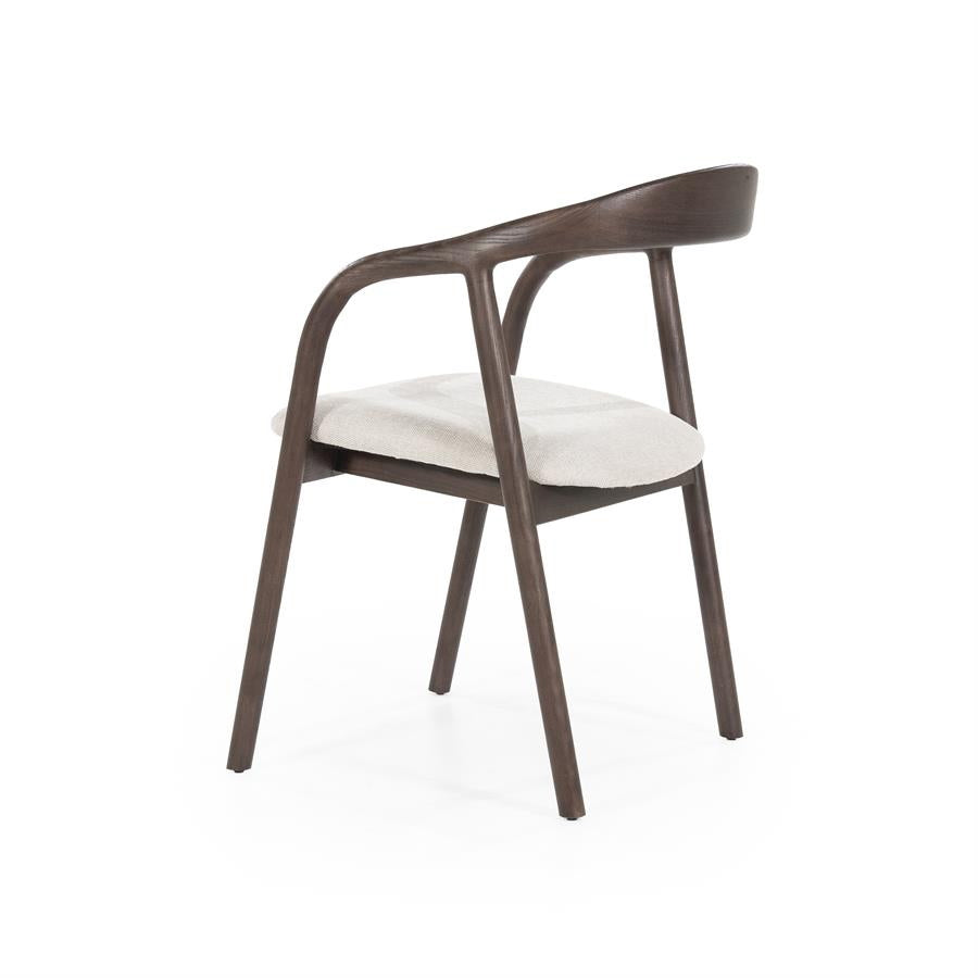 Stoel Rayven – essenhout & stof bruin