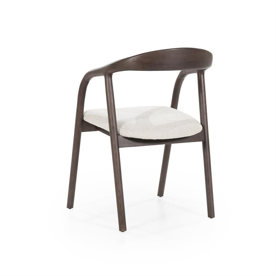 Stoel Rayven – essenhout & stof bruin