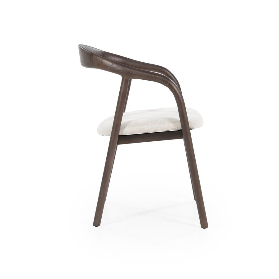 Stoel Rayven – essenhout & stof bruin