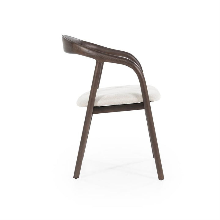 Stoel Rayven – essenhout & stof bruin