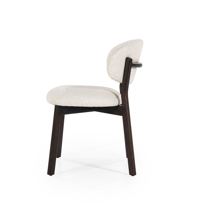 Stoel Mikky – stof & eikenhout bruin beige moon