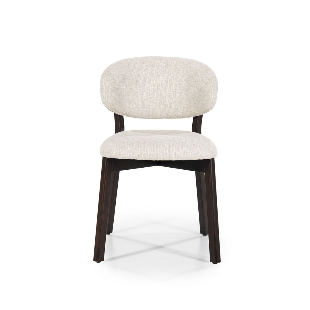 Stoel Mikky – stof & eikenhout bruin beige moon