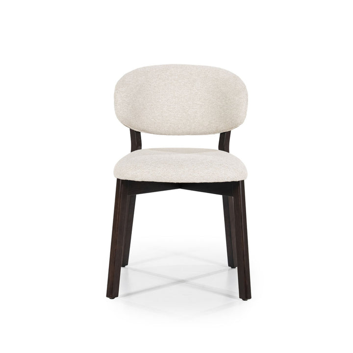 Stoel Mikky – stof & eikenhout bruin beige moon