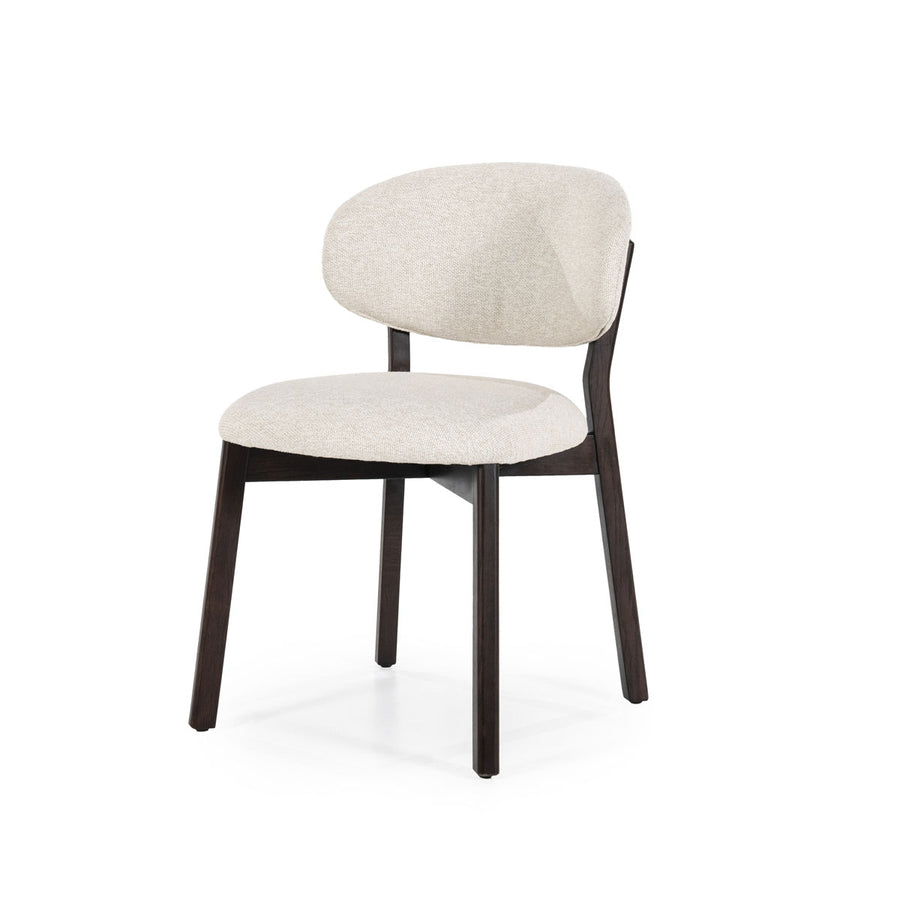 Stoel Mikky – stof & eikenhout bruin beige moon