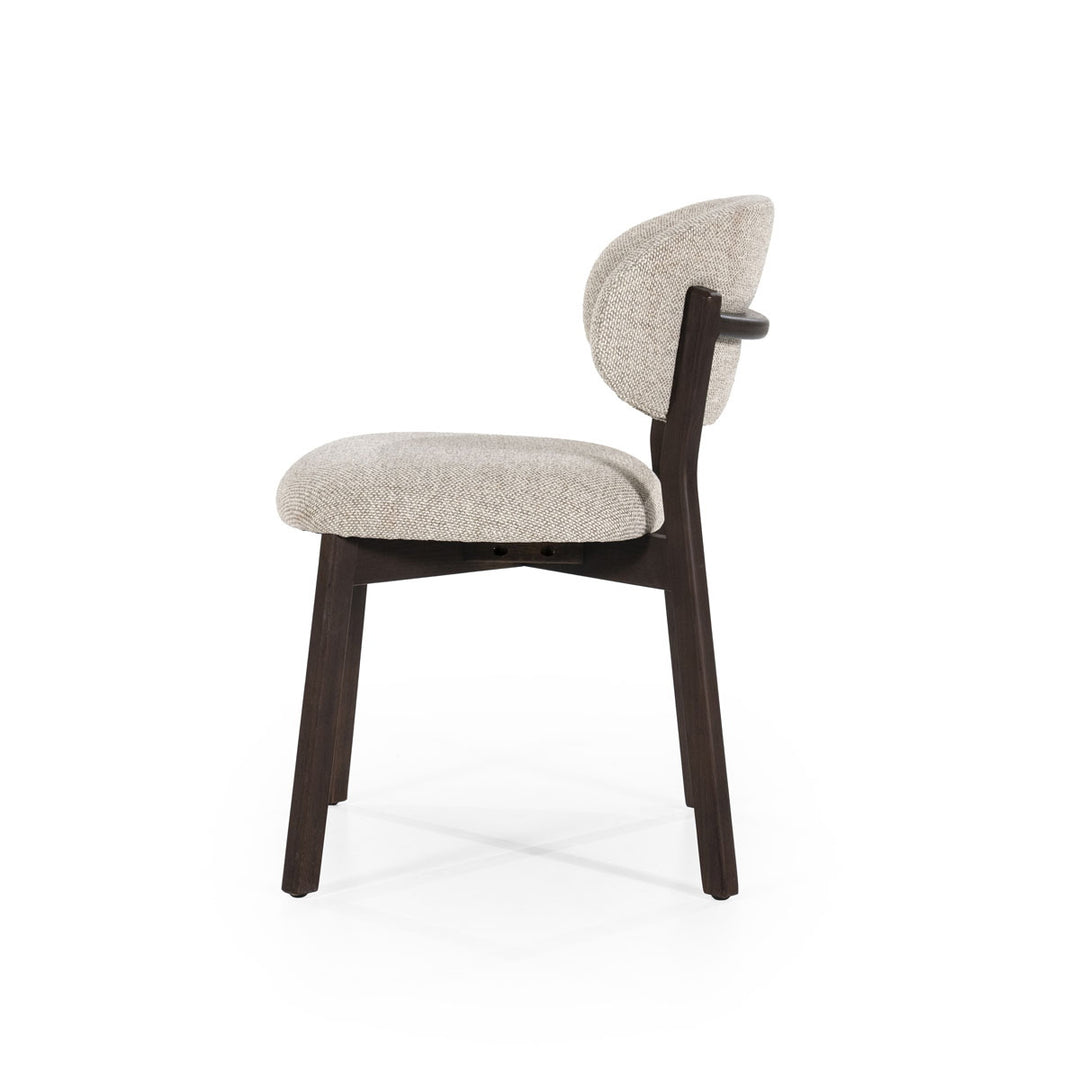 Stoel Mikky – stof & eikenhout bruin taupe moon