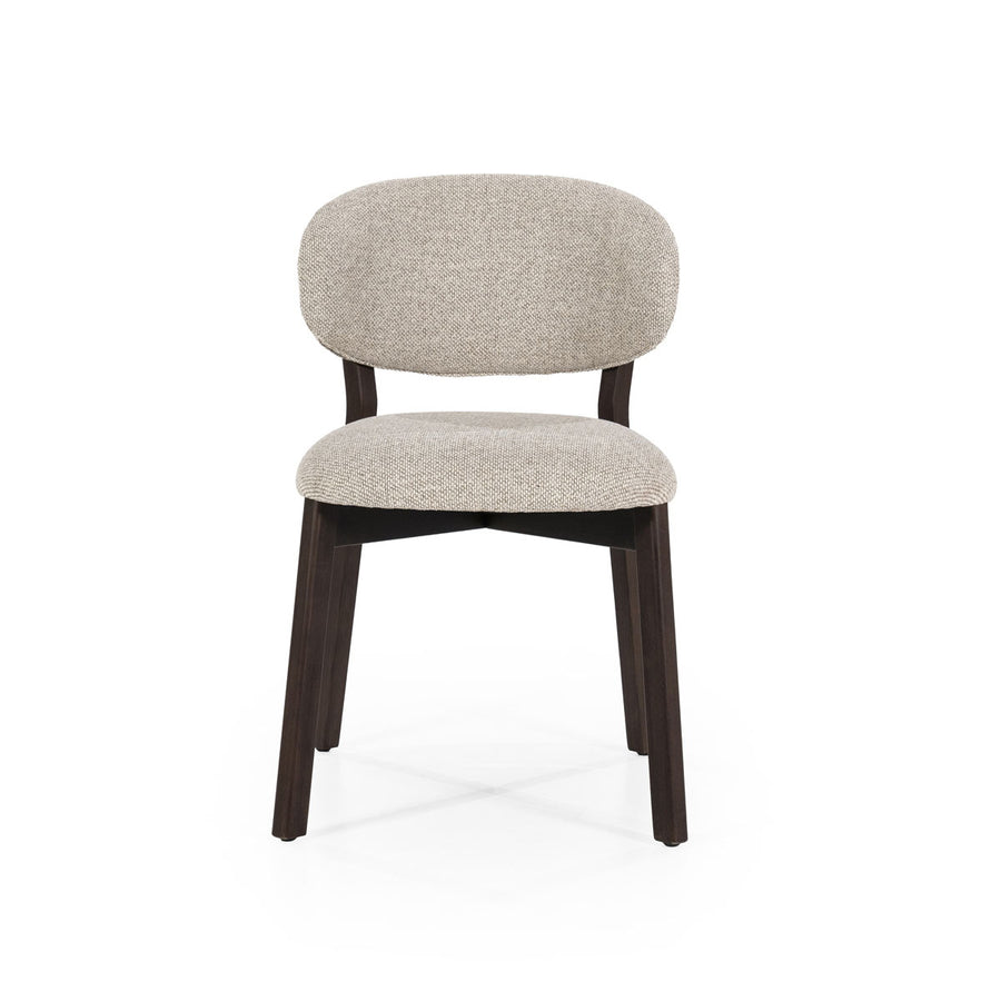 Stoel Mikky – stof & eikenhout bruin taupe moon